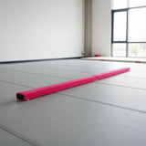 2.4m (8FT) Gymnastics Folding Balance Beam Pink Synthetic Suede - Front View