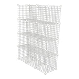 12 Cube Wire Grid Organiser Bookcase Storage Cabinet Wardrobe Closet White - Front View