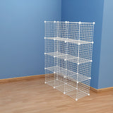 12 Cube Wire Grid Organiser Bookcase Storage Cabinet Wardrobe Closet White - 45-Degree Angle