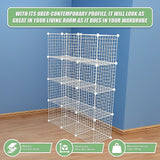 12 Cube Wire Grid Organiser Bookcase Storage Cabinet Wardrobe Closet White - Extra Image