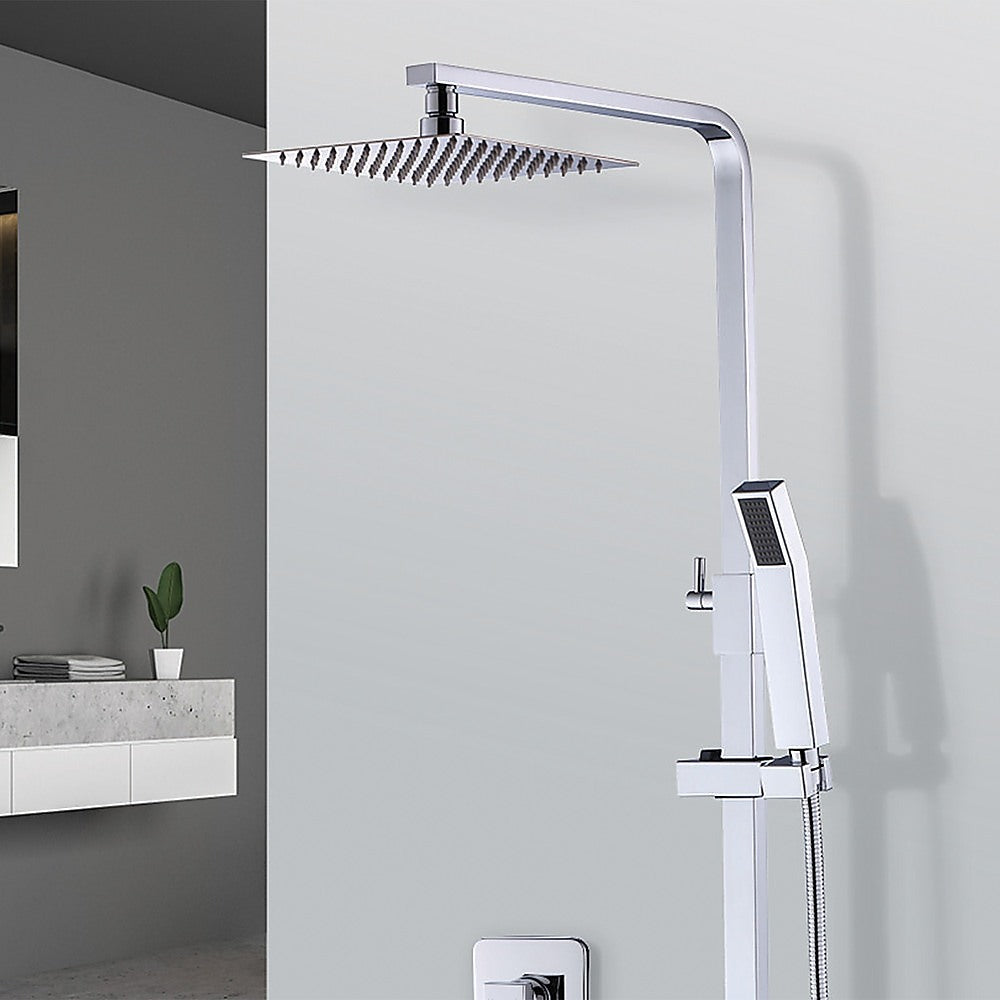 WELS 8 Rain Shower Head Set Square Dual Heads Faucet High Pressure Hand Held