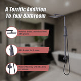 WELS 8 Rain Shower Head Set Square Dual Heads Faucet High Pressure Hand Held - Rear View