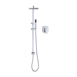 WELS 8 Rain Shower Head Set Square Dual Heads Faucet High Pressure With Mixer - Close-Up Angle