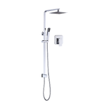 WELS 8 Rain Shower Head Set Square Dual Heads Faucet High Pressure With Mixer