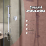 WELS 8 Rain Shower Head Set Square Dual Heads Faucet High Pressure With Mixer