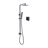 WELS 8 Rain Shower Head Set Square Dual Heads Faucet High Pressure With Mixer