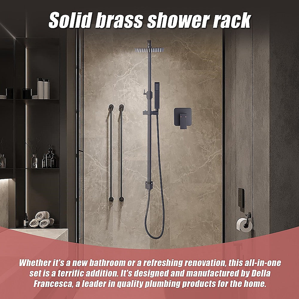 WELS 8 Rain Shower Head Set Square Dual Heads Faucet High Pressure With Mixer