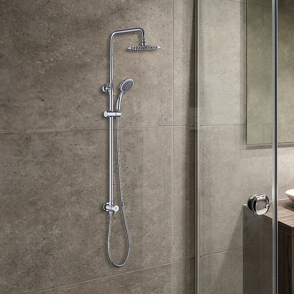 WELS 8 Rain Shower Head Set Rounded Dual Heads Faucet High Pressure Hand Held