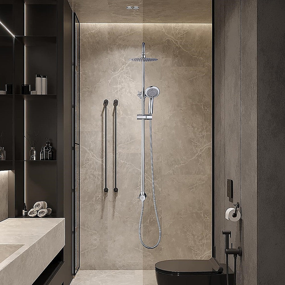 WELS 8 Rain Shower Head Set Rounded Dual Heads Faucet High Pressure Hand Held