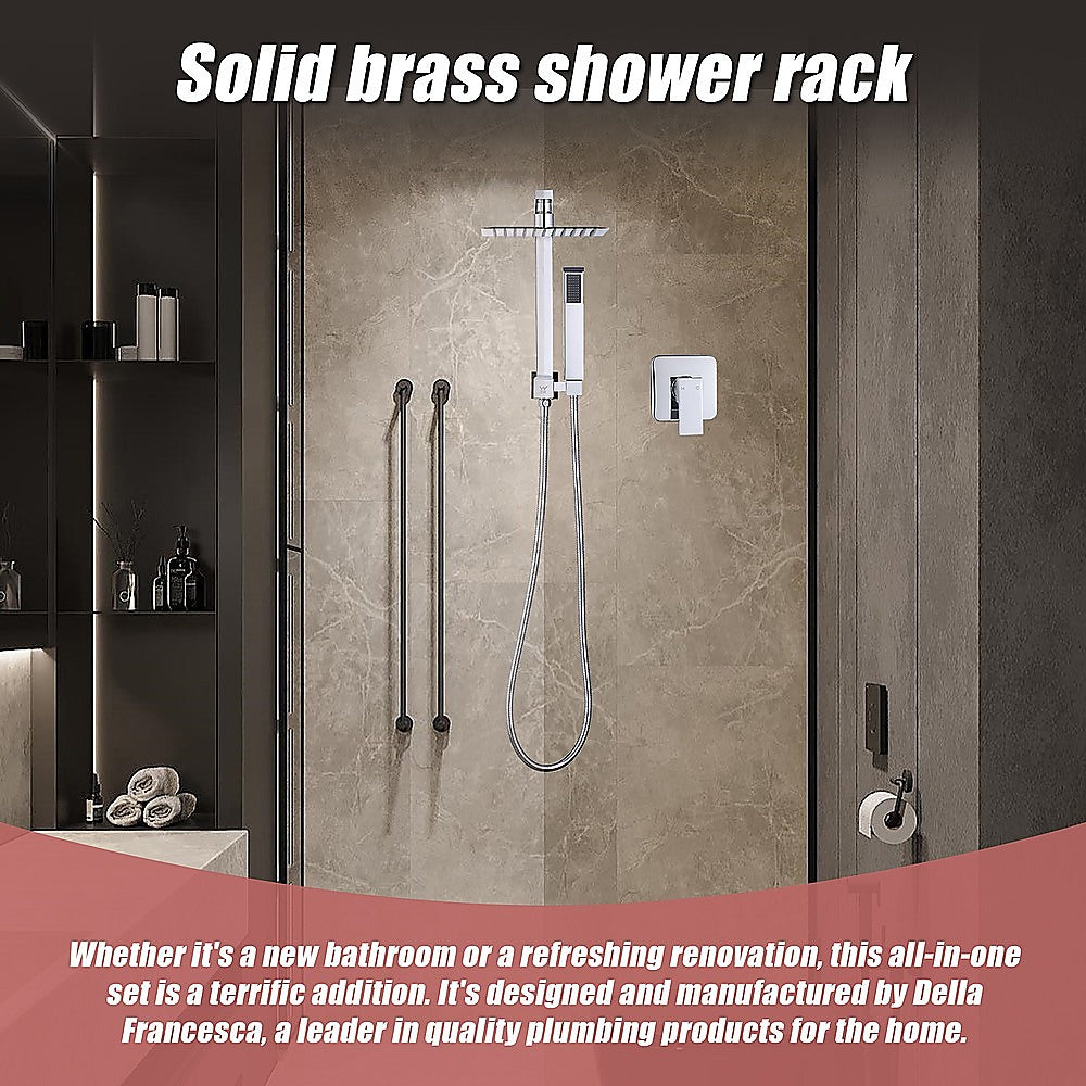 WELS 8 Rain Shower Head Set Square Dual Heads Faucet High Pressure With Mixer