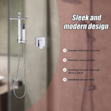 WELS 8 Rain Shower Head Set Square Dual Heads Faucet High Pressure With Mixer
