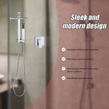 WELS 8 Rain Shower Head Set Square Dual Heads Faucet High Pressure With Mixer - Extra Image
