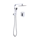 WELS 8 Rain Shower Head Set Square Dual Heads Faucet High Pressure With Mixer - Top-Down View