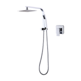 WELS 8 Rain Shower Head Set Square Dual Heads Faucet High Pressure With Mixer