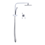 WELS 8 Rain Shower Head Set Square Dual Heads Faucet High Pressure With Mixer - Close-Up Angle
