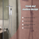 WELS 8 Rain Shower Head Set Square Dual Heads Faucet High Pressure Hand Held