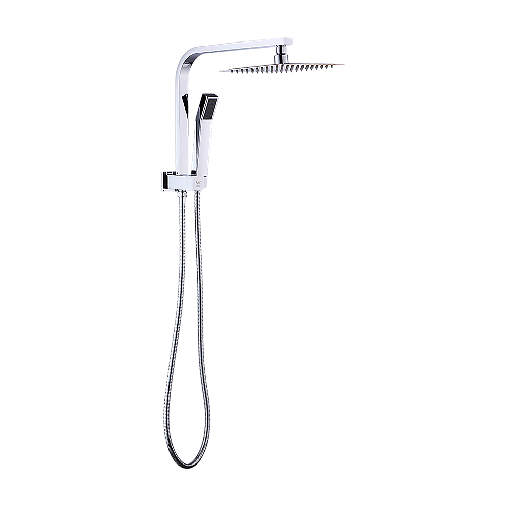 WELS 8 Rain Shower Head Set Square Dual Heads Faucet High Pressure Hand Held