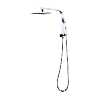 WELS 8 Rain Shower Head Set Square Dual Heads Faucet High Pressure Hand Held