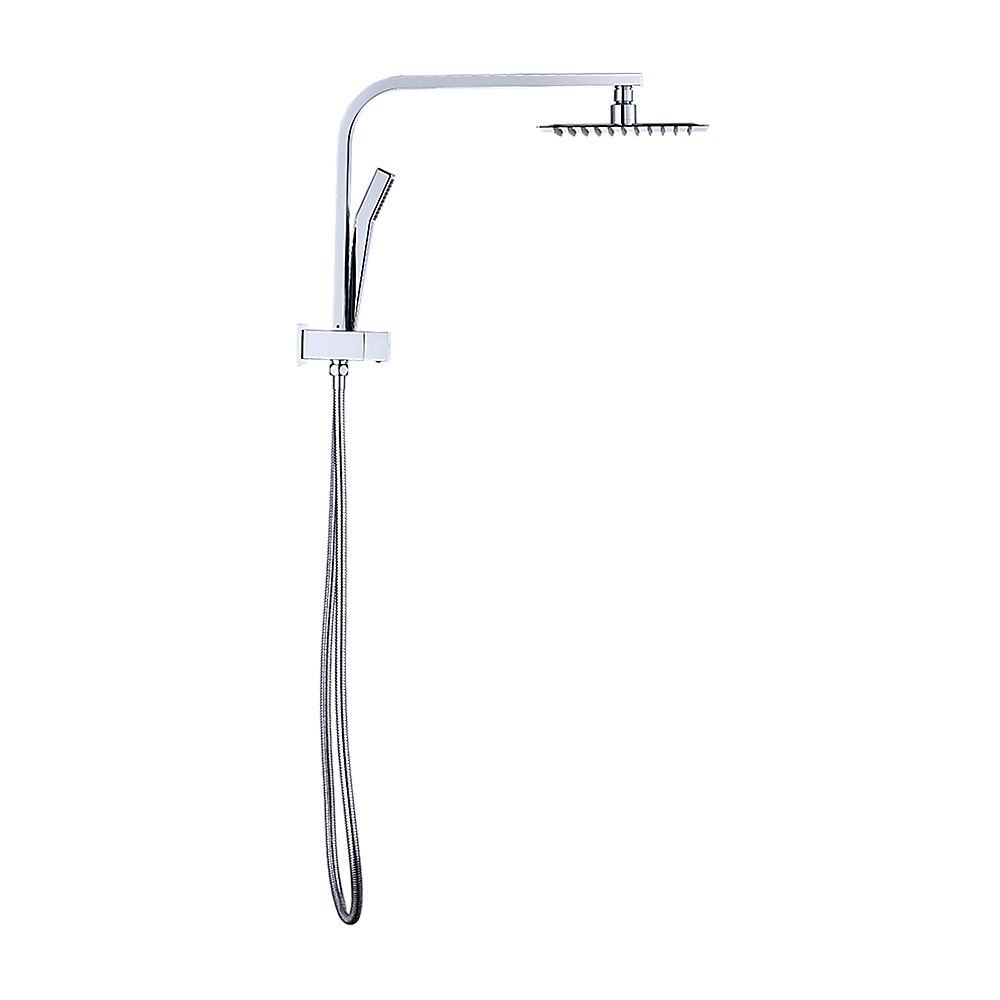WELS 8 Rain Shower Head Set Square Dual Heads Faucet High Pressure Hand Held