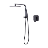 WELS 8 Rain Shower Head Set Square Dual Heads Faucet High Pressure With Mixer