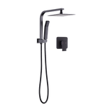 WELS 8 Rain Shower Head Set Square Dual Heads Faucet High Pressure With Mixer - Close-Up Angle