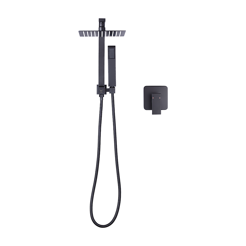 WELS 8 Rain Shower Head Set Square Dual Heads Faucet High Pressure With Mixer