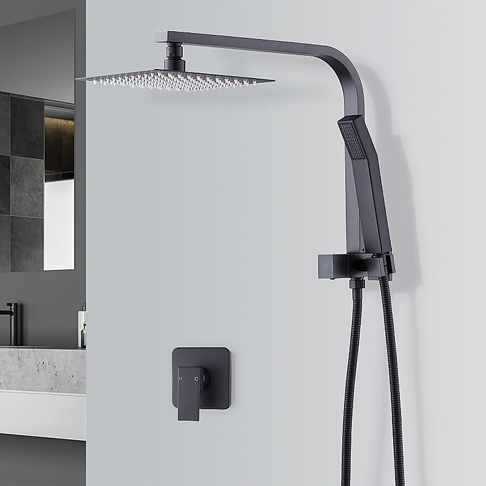 WELS 8 Rain Shower Head Set Square Dual Heads Faucet High Pressure With Mixer