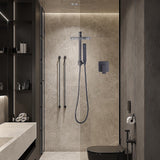 WELS 8 Rain Shower Head Set Square Dual Heads Faucet High Pressure With Mixer