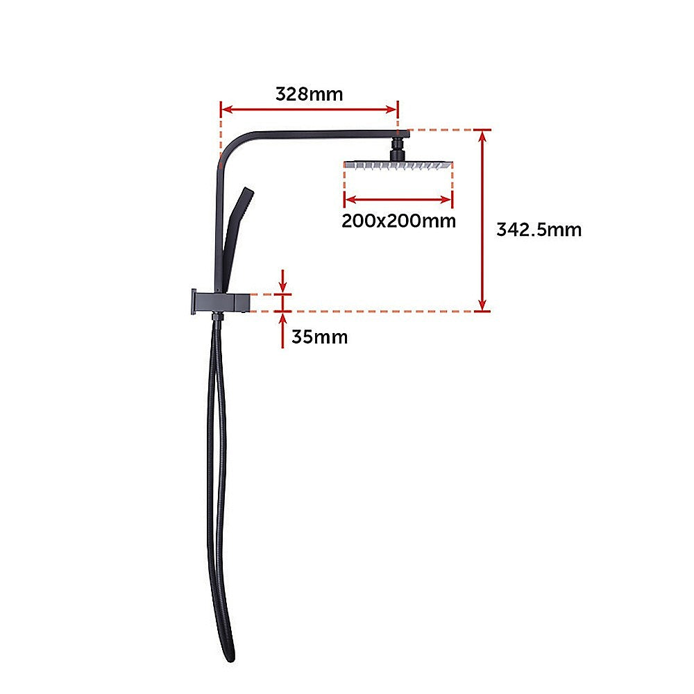 WELS 8 Rain Shower Head Set Square Dual Heads Faucet High Pressure With Mixer