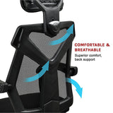 Office Chair Gaming Computer Chairs Mesh Back Foam Seat - Black - 45-Degree Angle