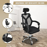Office Chair Gaming Computer Chairs Mesh Back Foam Seat - Black - Close-Up Angle