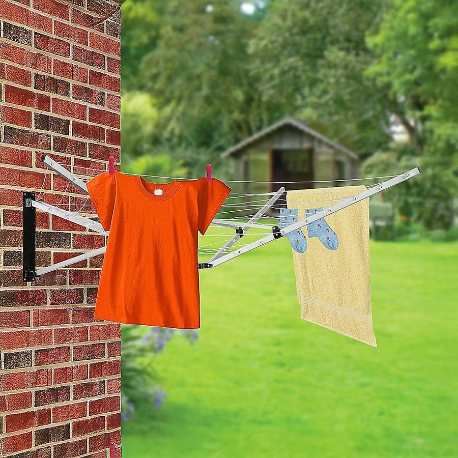 26m 5 Arm Wall Hang Mountable Clothes Airer Dryer Washing Line Bathroom Kitchen, image 2