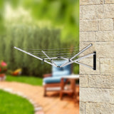 26m 5 Arm Wall Hang Mountable Clothes Airer Dryer Washing Line Bathroom Kitchen - 45-Degree Angle