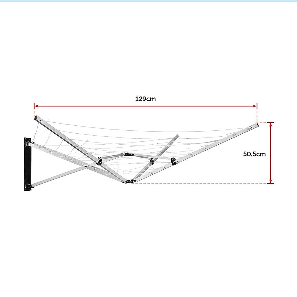 26m 5 Arm Wall Hang Mountable Clothes Airer Dryer Washing Line Bathroom Kitchen