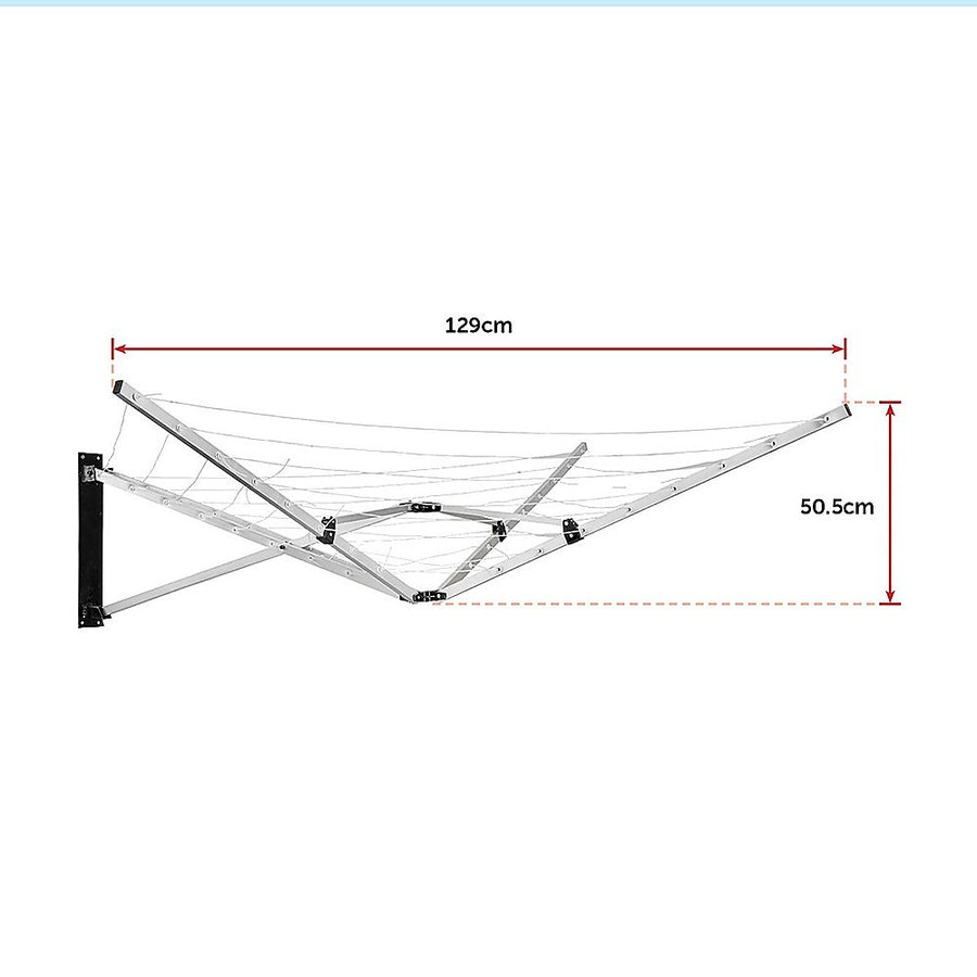 26m 5 Arm Wall Hang Mountable Clothes Airer Dryer Washing Line Bathroom Kitchen, image 10