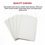 5 pack of 20x30cm Artist Blank Stretched Canvas Canvases Art Large White Range Oil Acrylic Wood - Extra Image
