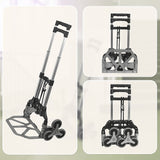 Stair Climbing Trolley 6 Wheels Aluminium Folding Hand Cart Climb Steps - Close-Up Angle