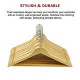 120pc Wooden Clothes Hangers Coat Pant Suit Coathangers Rack Wardrobe Wood - Rear View