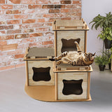 Cat Cardboard House Tree Tower Condo Scratcher Pet Post Pad Mat Furniture - Side View