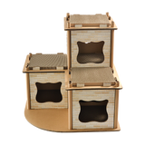 Cat Cardboard House Tree Tower Condo Scratcher Pet Post Pad Mat Furniture - Rear View