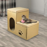 Cat Cardboard House Tree Tower Condo Scratcher Pet Post Pad Mat Furniture - Front View