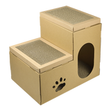 Cat Cardboard House Tree Tower Condo Scratcher Pet Post Pad Mat Furniture - Rear View