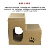 Cat Cardboard House Tree Tower Condo Scratcher Pet Post Pad Mat Furniture - Close-Up Angle