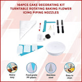164Pcs Cake Decorating Kit Turntable Rotating Baking Flower Icing Piping Nozzles - Side View