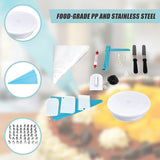 164Pcs Cake Decorating Kit Turntable Rotating Baking Flower Icing Piping Nozzles