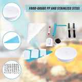 164Pcs Cake Decorating Kit Turntable Rotating Baking Flower Icing Piping Nozzles - Rear View