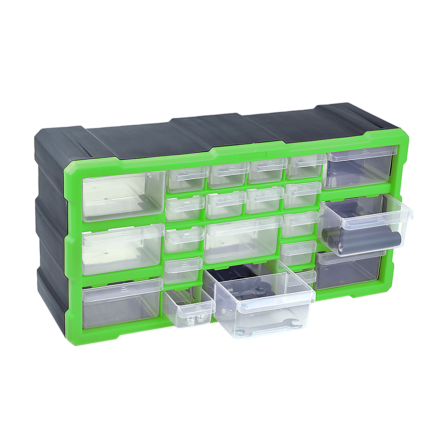 22 drawer parts storage cabinet organiser, black and green plastic, image 6