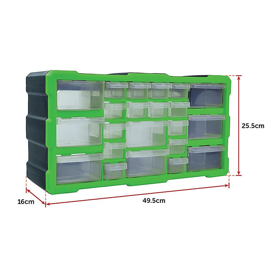 22 drawer parts storage cabinet organiser, black and green plastic, image 12
