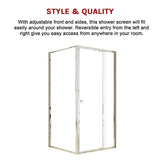 Semi Frameless Shower Screen (98~106)x 195cm & (89~92)x 195cm Side AS/NZS Glass - Close-Up Angle