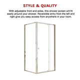 Semi Frameless Shower Screen (98~106)x 195cm & (77~80)x 195cm Side AS/NZS Glass - Close-Up Angle